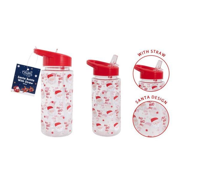 Ho Ho Ho Santa Bottle with Straw
