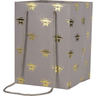 Grey Hand Tie Bag with Gold Bees