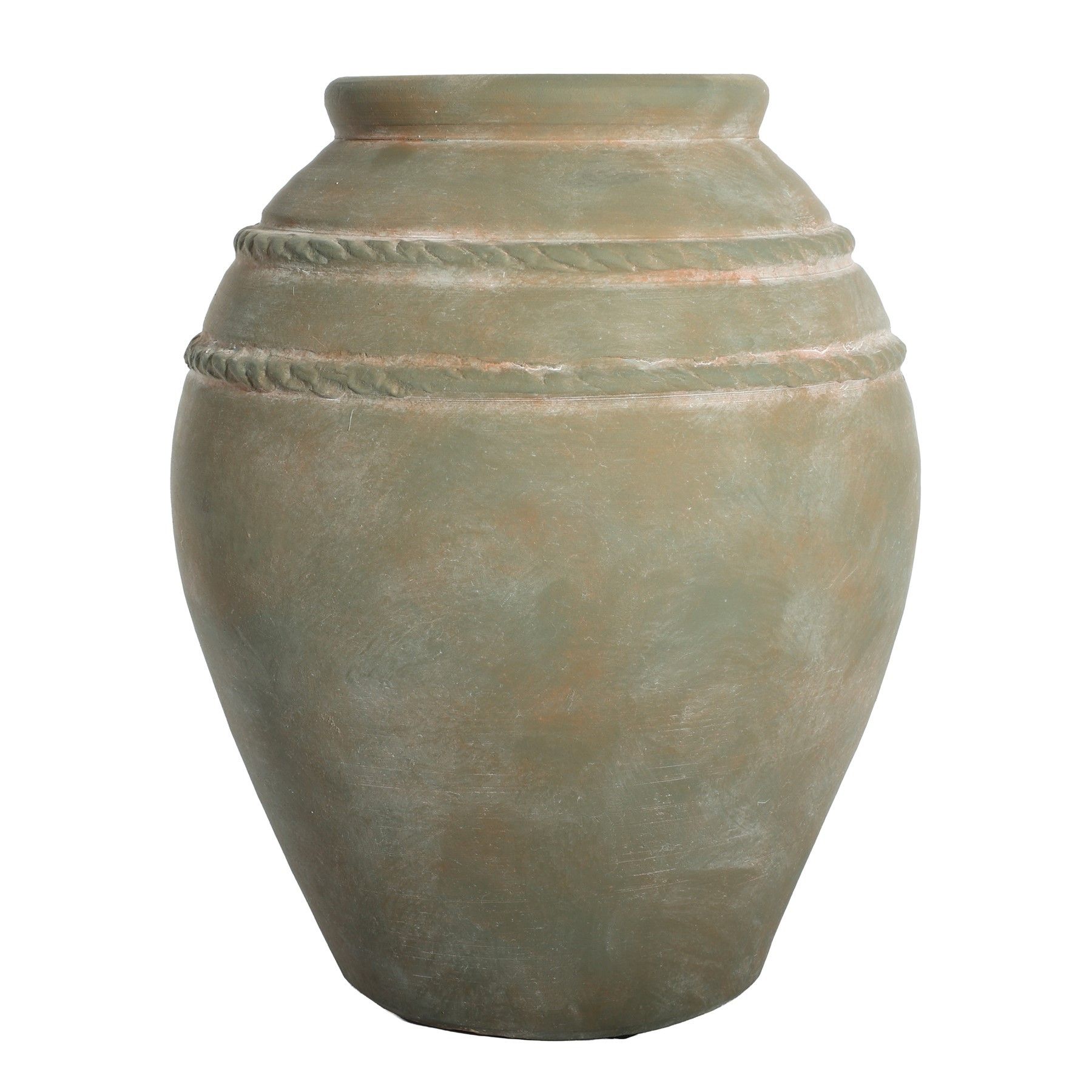 Antique Green Terracotta Rope Pot - H31.5 x Dia26.5cm