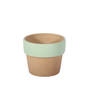 Brown Pot with Green Band - Dia 7.5 x H7cm
