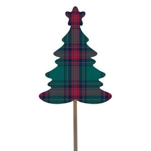 Green & Red Tartan Star Topped Christmas Tree Pick