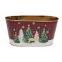 Christmas Trees & Reindeer Tartan Zinc Oval Planter
