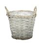 Round Grey-Wash Willow Basket w/Ears T�20cm x H18/24cm