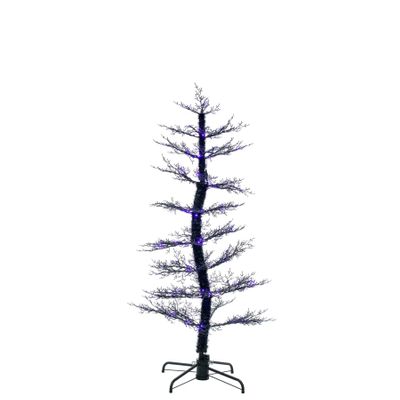 Dancing Black LED Light Up Tree with Ghost Sound- Purple & Orange Lights- 5ft 