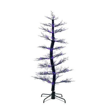 Dancing Black LED Light Up Tree with Ghost Sound- Purple & Orange Lights - 6ft 