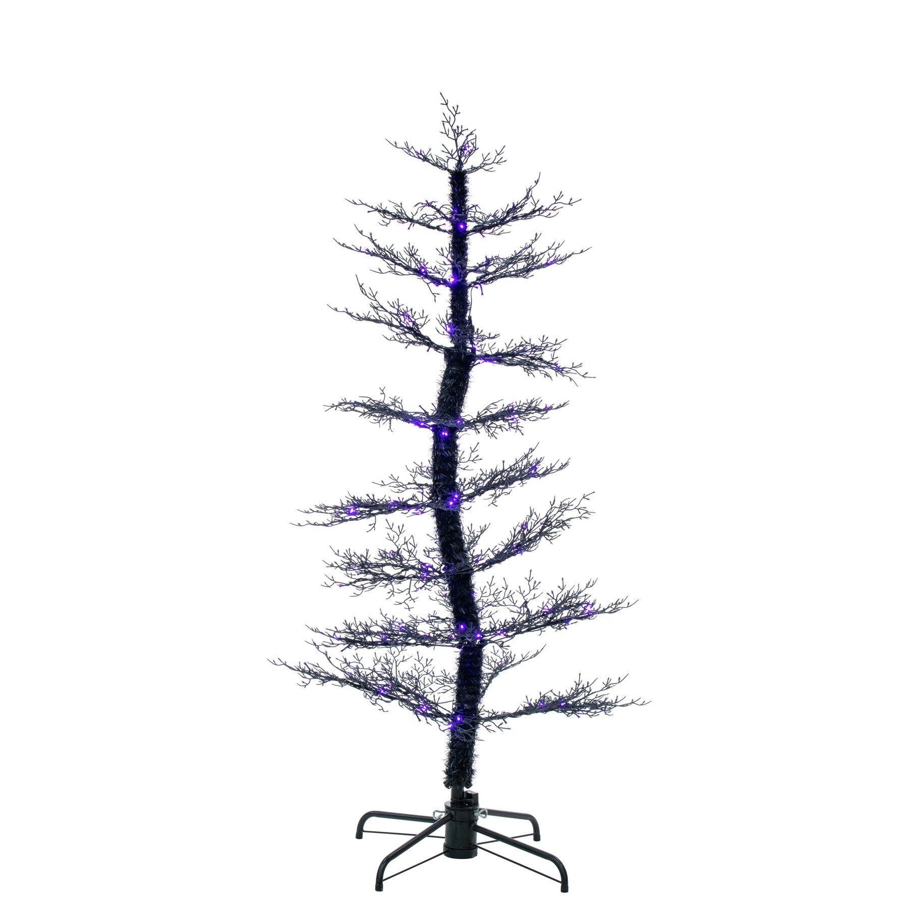 Dancing Black LED Light Up Tree with Ghost Sound- Purple & Orange Lights - 6ft 