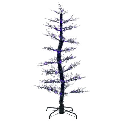 Dancing Black LED Light Up Tree with Ghost Sound- Purple & Orange Lights - 7ft 