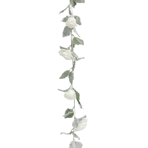 120cm Frosted Rose Garland Cream