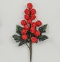 20cm Iced Berry/Boxwood Pick Red