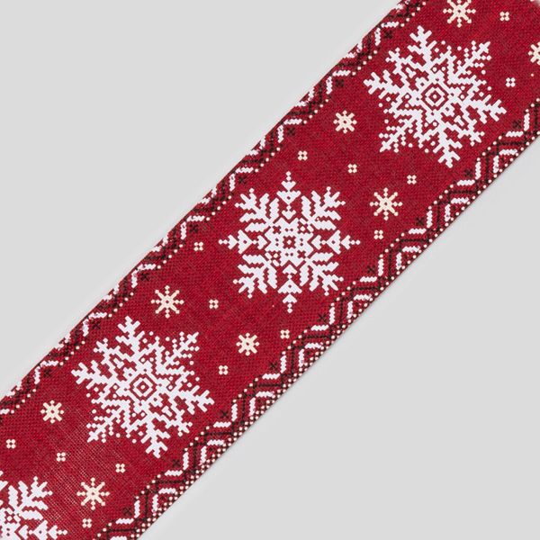 2.5" x 10Y Snowflake Cloth Ribbon