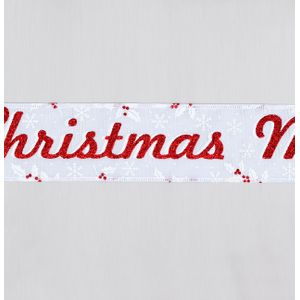 2.5"x10Y Merry Xmas Red/White
