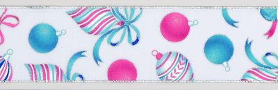 Pastel Pink & Blue Bauble & Bows Ribbon (65mm x 9.1m)
