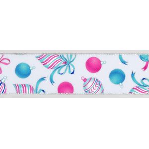 Pastel Pink & Blue Bauble & Bows Ribbon (65mm x 9.1m)