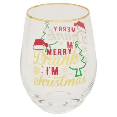 Stemless Glass Merry Drunk 