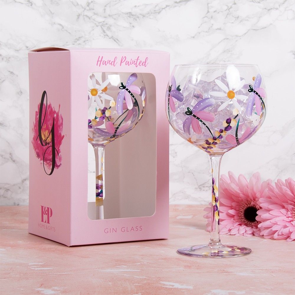 Dragonflies & Daisies Gin Glass 