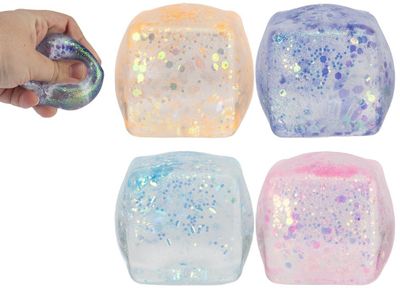 4ASST 5CM GLITTER CUBE WITH MALTOSE IN COL BOX 12PCS CDU