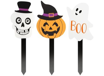 Halloween Stake Sign Asst2     3 Assorted With Label         