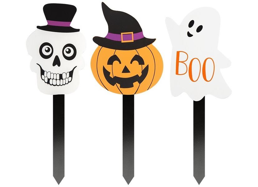 Halloween Stake Sign Asst2     3 Assorted With Label         