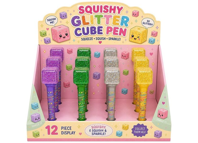 Paper Jam Maltose Glitter Squishy Cube Topped Pen 12Dbox