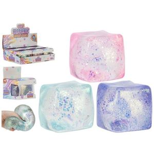 3ASST 8CM SPARKLE SQUISHY GIANT ICE CUBE IN BOX 6PC D/B