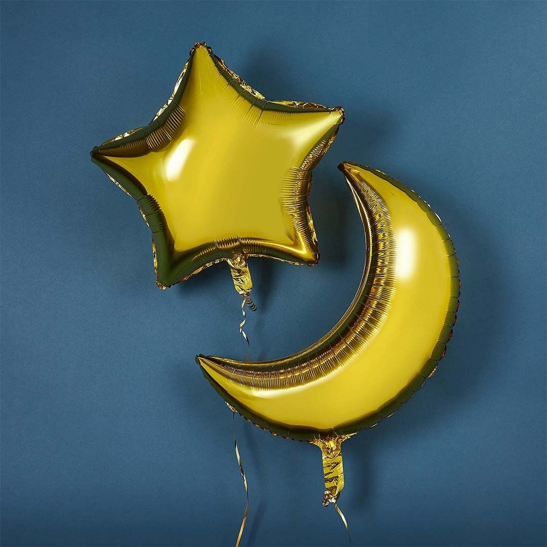 Gold Moon & Star Balloons