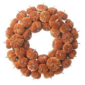 VELVET ORANGE PUMPKIN WREATH