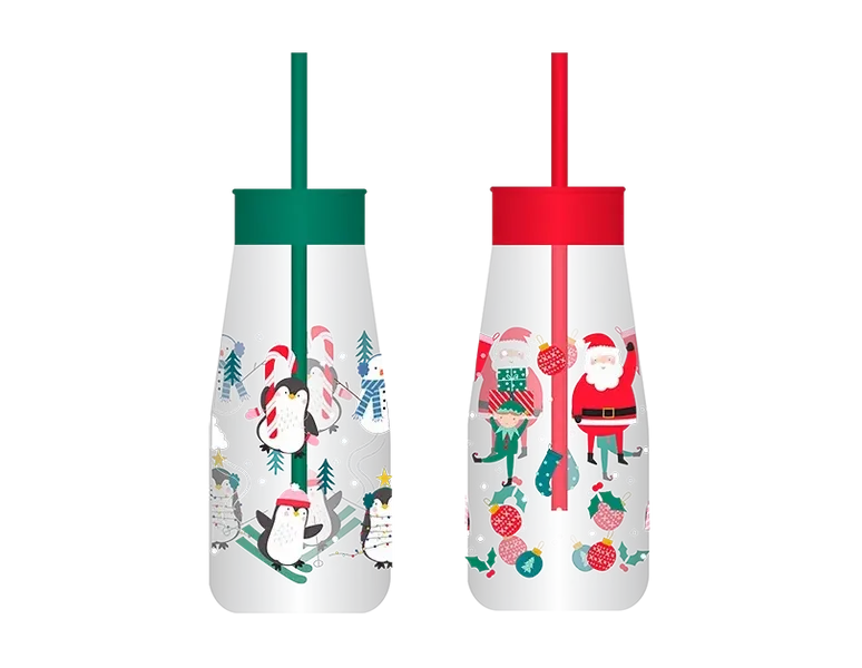 Kids Plastic Milk Jar & Straw