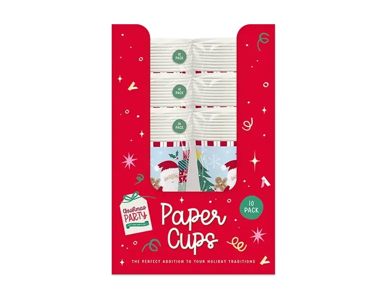 Christmas Kids Printed Paper Cups 270ml 10pk CDU