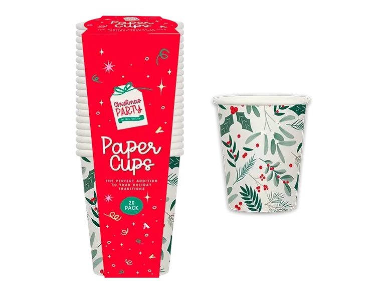 Christmas Printed Paper Cups 20pk