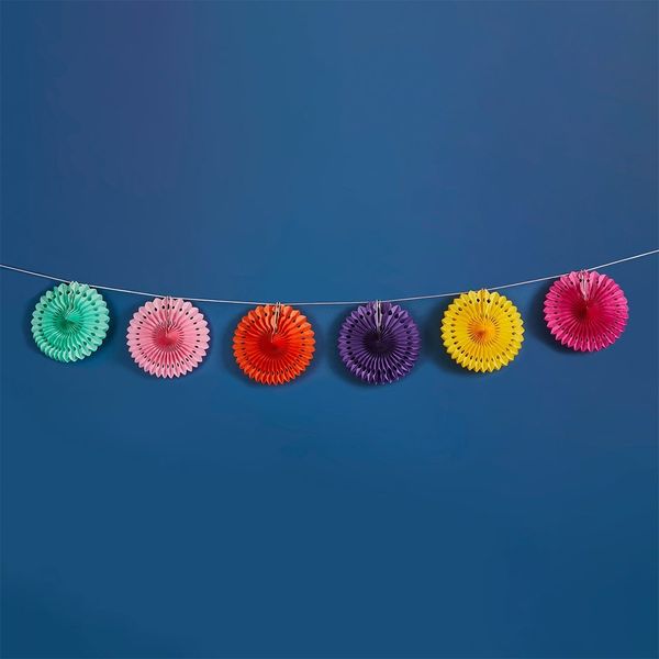 Bright Coloured Paper Fan Garland (2m)