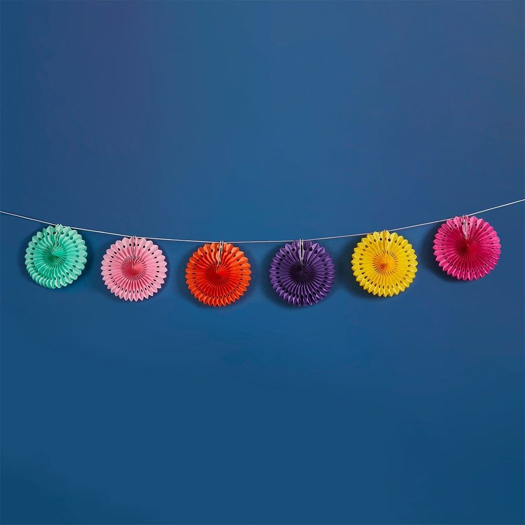 Bright Coloured Paper Fan Garland (2m)