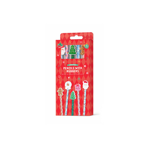 Christmas Pencils & Rubbers 5pk