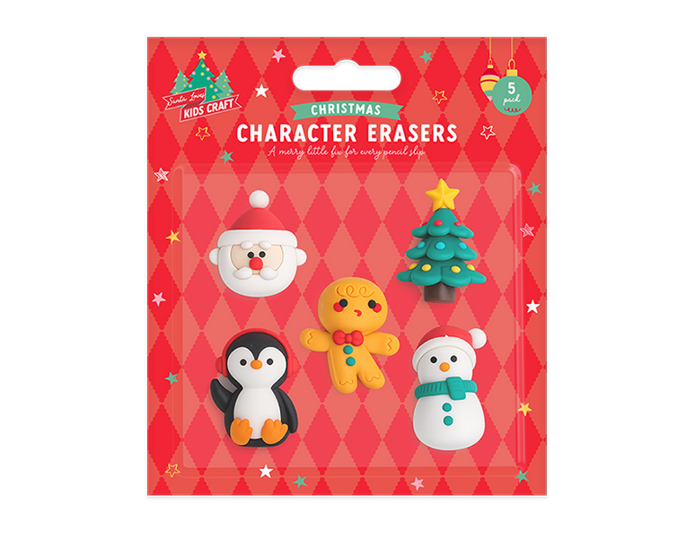 Christmas Character Erasers 5pk