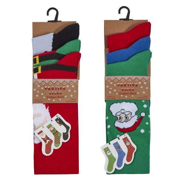 Mens 3 Pack Christmas Design Socks