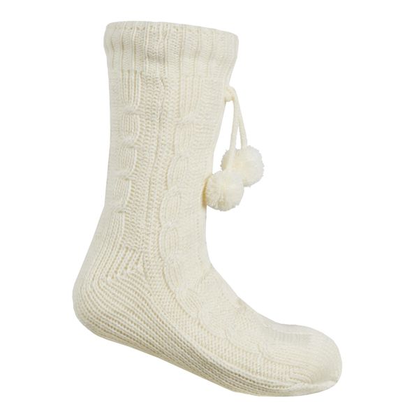 Ladies Cable Lounge Sock with Grippers
