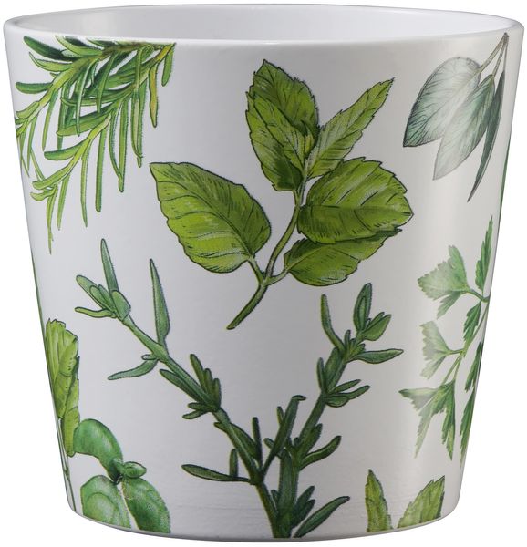 Dallas Herbs 14cm ceramic pot - herbs and white