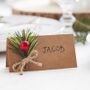 CHRISTMAS KRAFT PLACE CARDS WITH FOLIAGE - LET IT SNOW