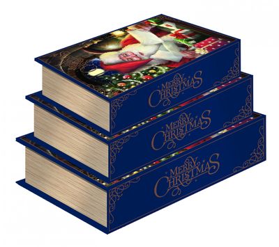 3Pc Book Box Trad Santa