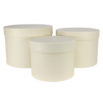 Cream Hat Box (Set of 3) (Largest - D19 x H14.4cm)
