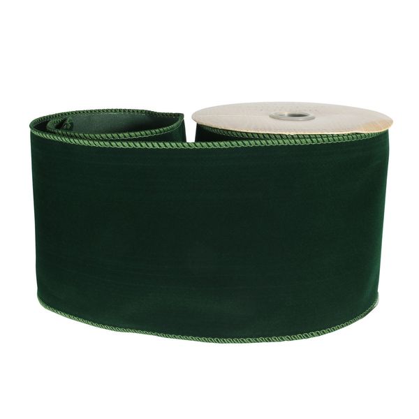 Green Velvet ribbon 100mm x 10 yrds