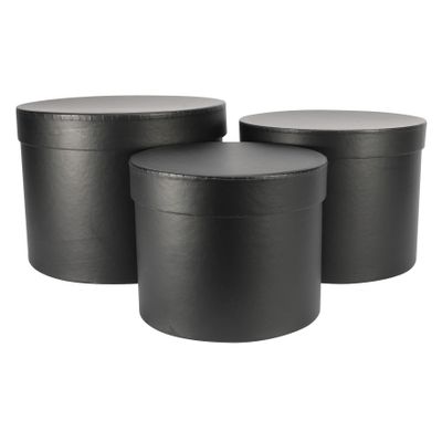 Set of 3 - Round Black Hat Box Boxes - Storage Florist Home Gift Decor –  Titleys Flowers / Direct Florist Supplies