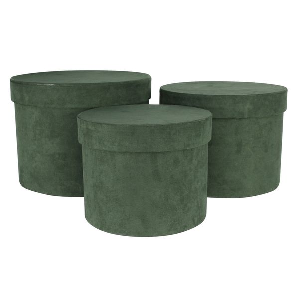 Round Velour Hat Boxes (Lined)