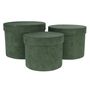 Green Suede Hat Box (Set of 3) (Largest - D19 x H14.4cm)