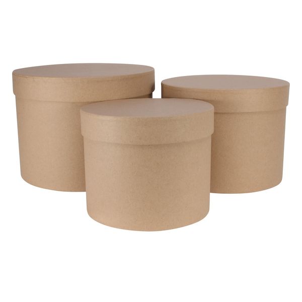 Kraft Hat Box (Set of 3) (Largest - D19 x H14.4cm)