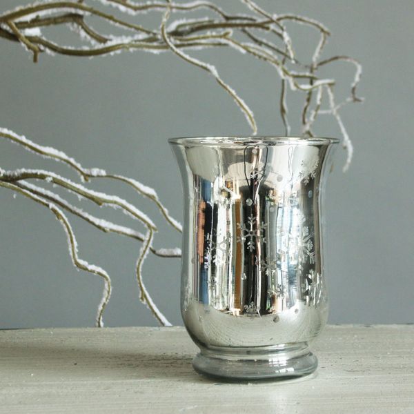 9x11cm Glass Silver Candle Holder