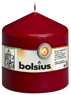 Bolsius Pillar candle Wine Red, single in cello (100 mm x 98 mm)