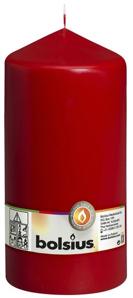 Bolsius Pillar candle Red, single in cello (200 mm x 98 mm)