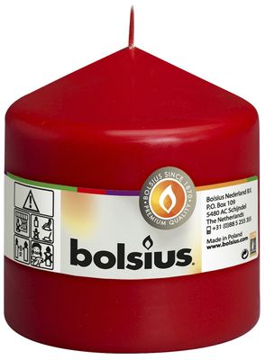 Bolsius Pillar candle Red, single in cello (100 mm x 98 mm)