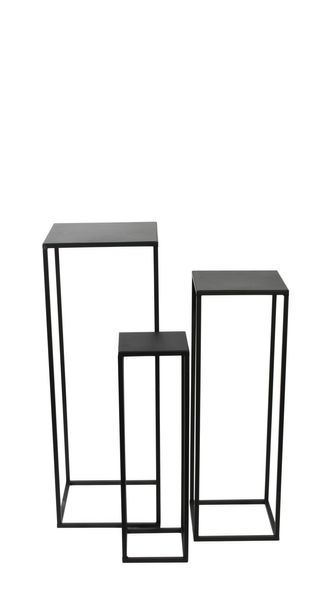 S/3 Square Black Flower Stands (S)
