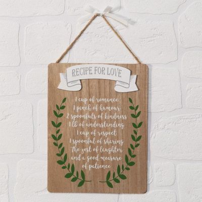 Love Story Recipe For Love Plaque